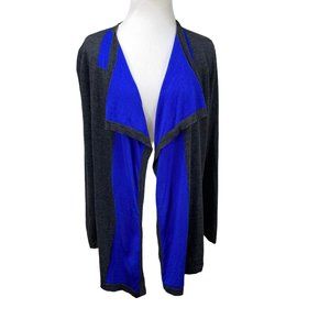 Lafayette 148 Gray Blue Draping Shawl Collar Wool Cardigan Sweater Oversized